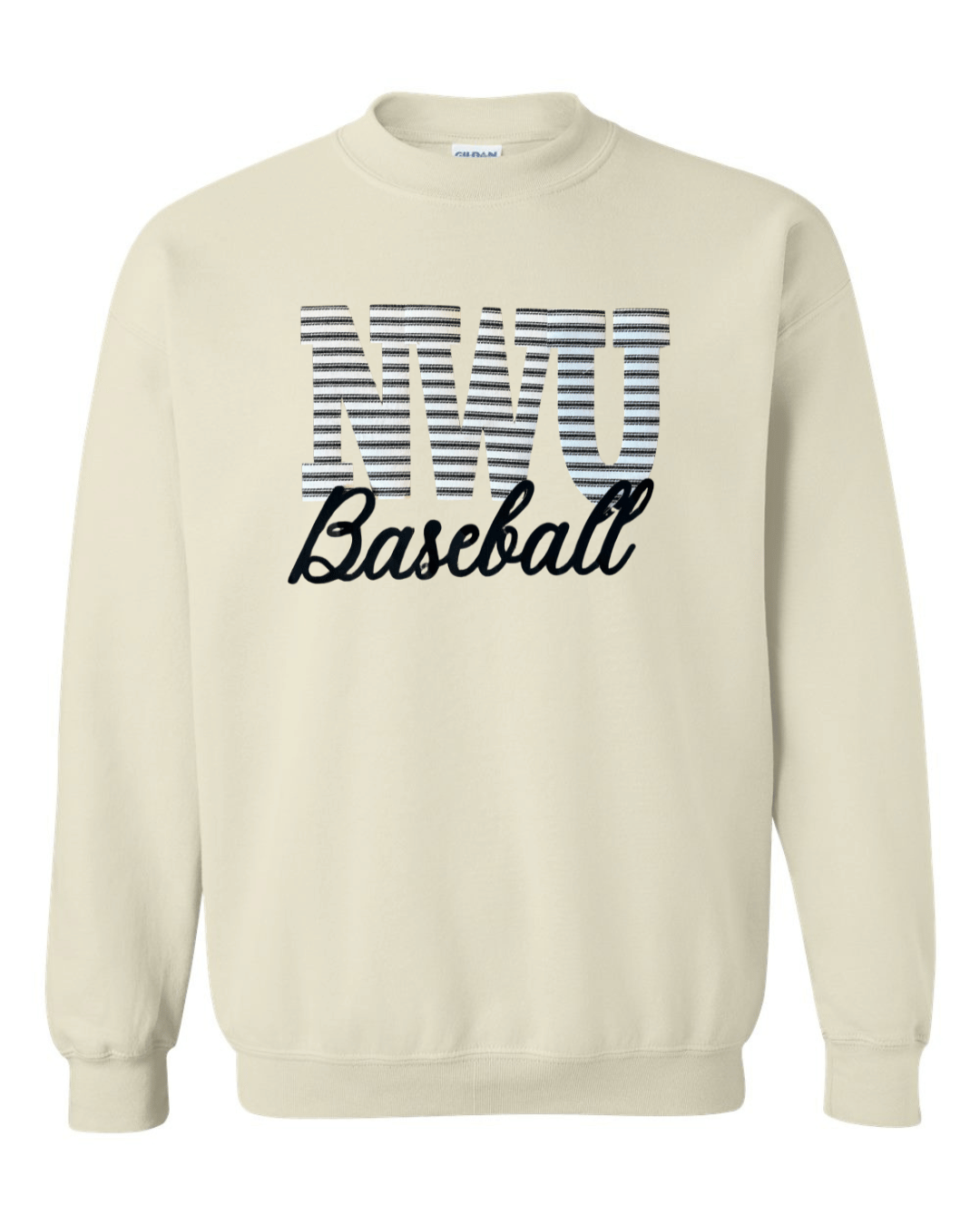 NWU BASEBALL (BLACK/WHITE STRIPE + BLACK) - SAND GILDAN CREW