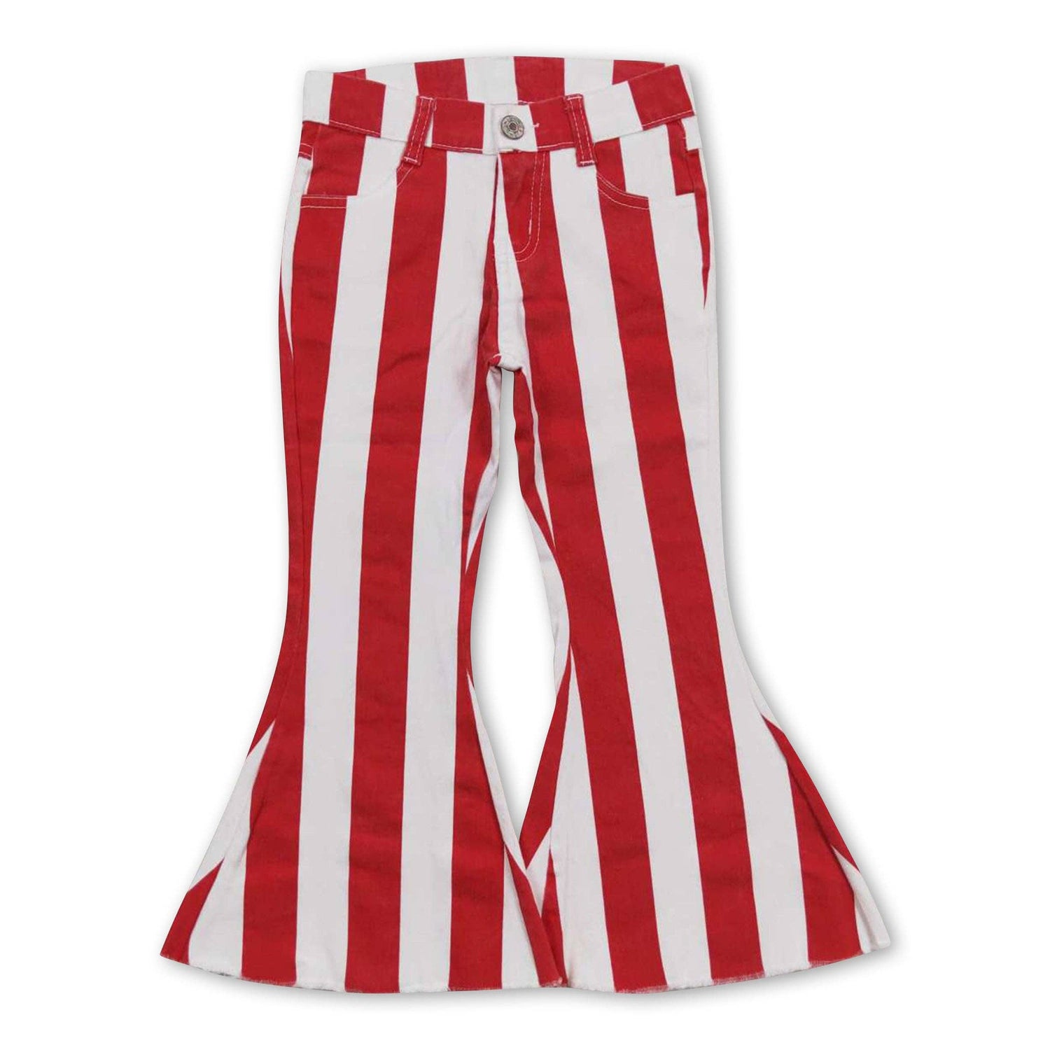 Yawoo Garments - Red stripe pants kids girls Christmas jeans: 4T