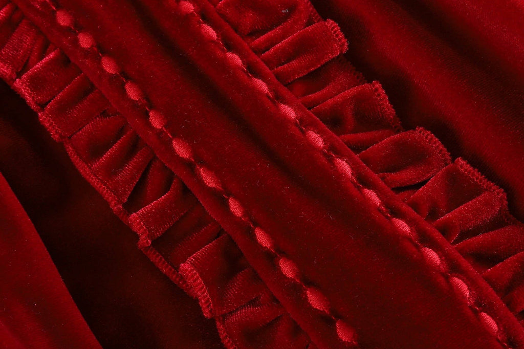 Lil Cactus - Red Velvet Ruffle Dress: 6Y