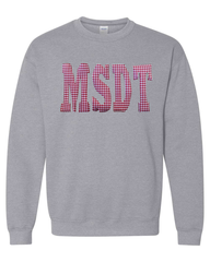 RED GINGHAM MSDT - SPORT GREY CREWNECK