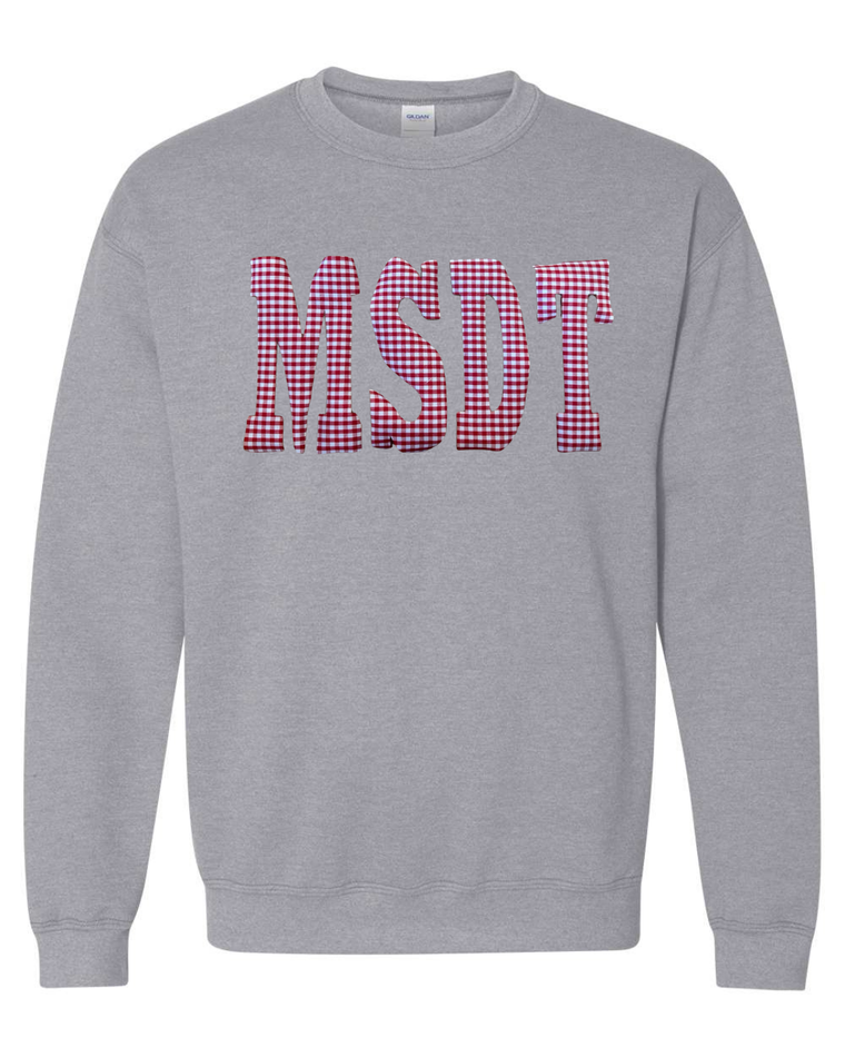 RED GINGHAM MSDT - SPORT GREY CREWNECK