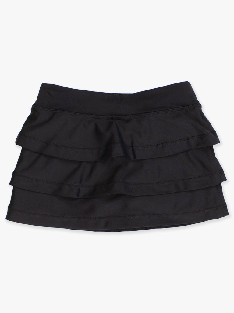 RuffleButts + RuggedButts - Girls Black Tiered Active Skort: Black / 7