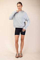 Rae Mode - MODAL SCUBA QUARTER ZIP HODDIE JACKET: H Grey / S-M-L(2-2-2)