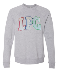 LPG - (BLACK/WHITE POLKA +  RED-BLUE-GREEN BACKING) - ATHLETIC HEATHER SPONGE CREW
