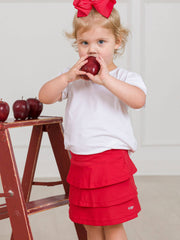 RuffleButts + RuggedButts - Girls Red Tiered Active Skort: Red / 3T