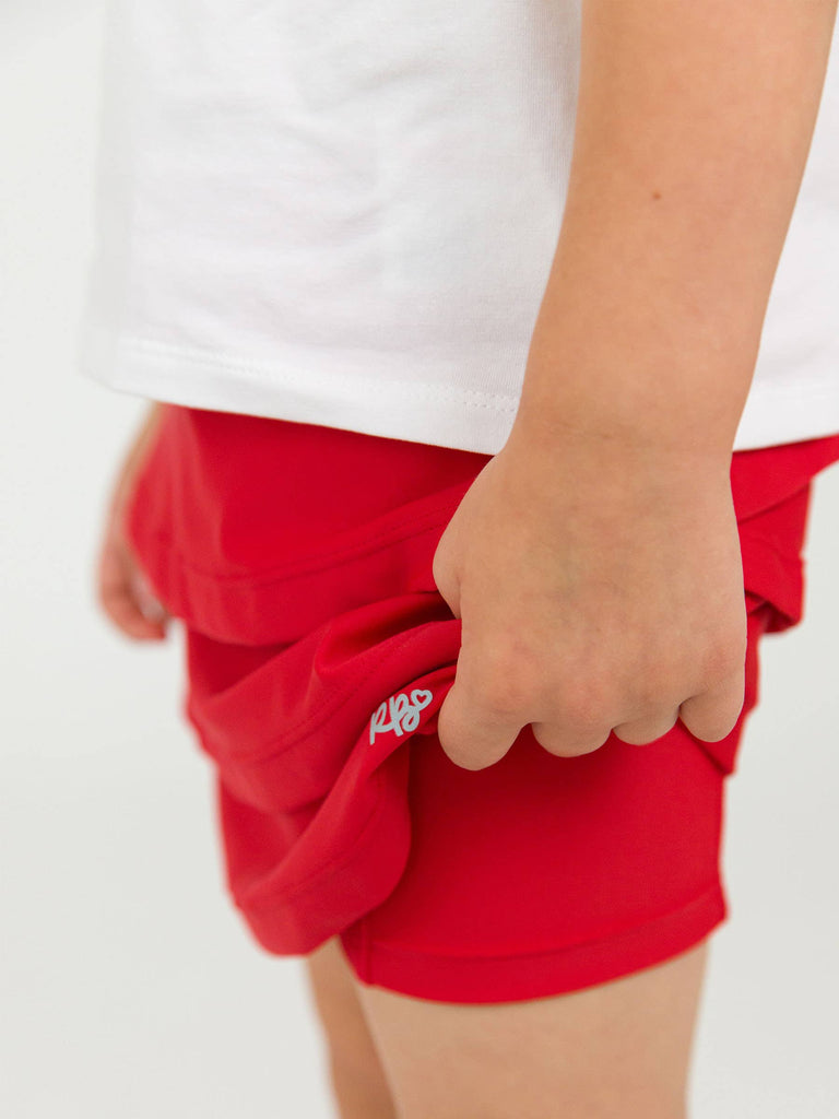 RuffleButts + RuggedButts - Girls Red Tiered Active Skort: Red / 3T
