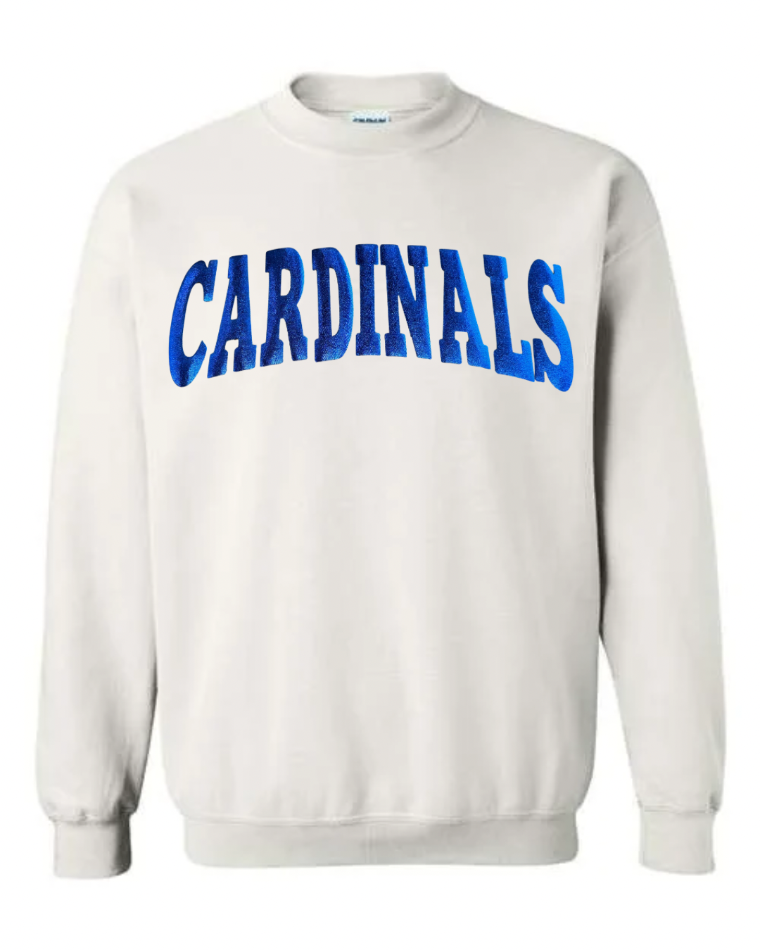 BLUE METALLIC CARDINALS - WHITE CREWNECK (TODDLER + ADULT)