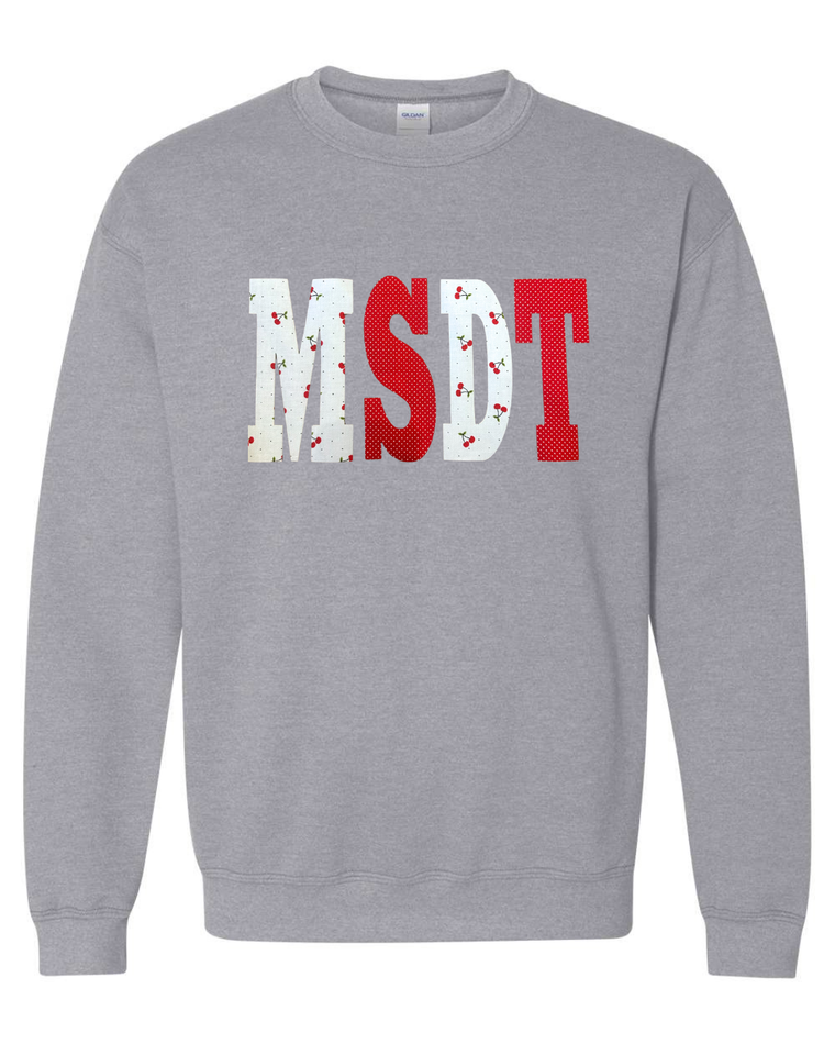 CHERRY + RED POLKA DOT MSDT - SPORT GREY CREWNECK