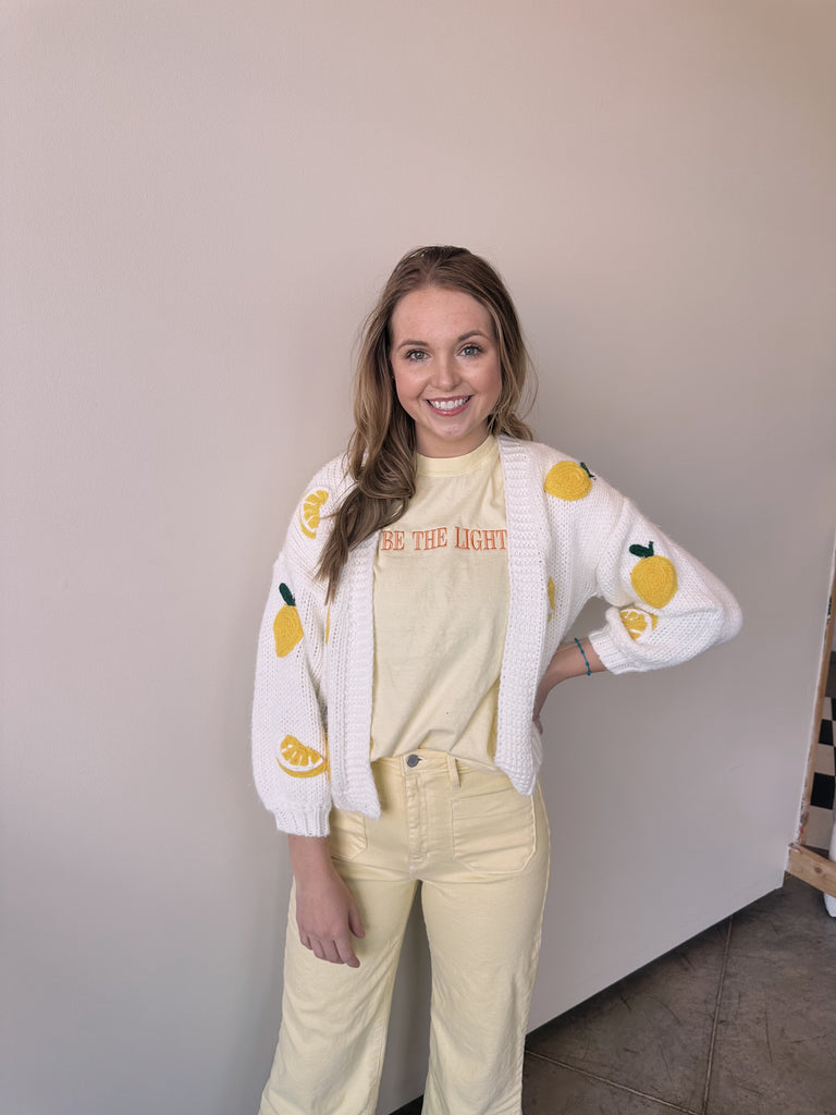 EMBROIDERED BE THE LIGHT - YELLOW COMFORT COLORS TEE