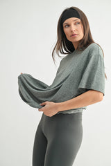 Mono B - Brushed Hacci Oversized Boyfriend Tee: 2TONE GREY / S:M:L (2:2:2)