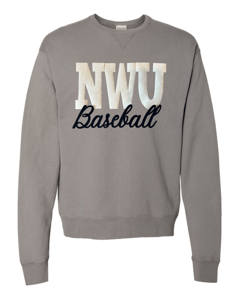 NWU BASEBALL (BEIGE POLKA DOT + BLACK) - GREY COMFORTWASH CREWNECK