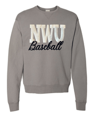 NWU BASEBALL (BEIGE POLKA DOT + BLACK) - GREY COMFORTWASH CREWNECK