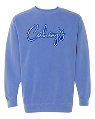 BLUE FLORAL/BLUE CAHOY'S - BLUE COMFORT COLORS CREW