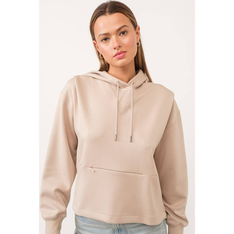 The GREii - Airlite Pocket Relaxed Fit Hoodie: LIGHT TAUPE / M