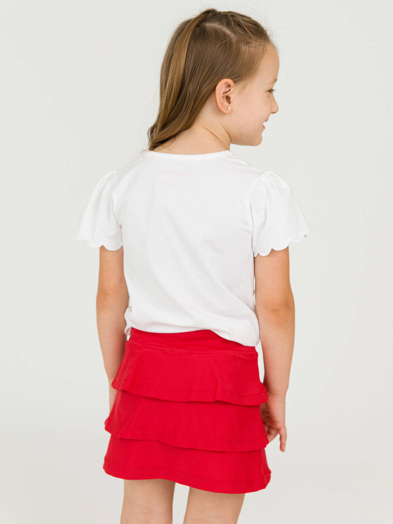 RuffleButts + RuggedButts - Girls Red Tiered Active Skort: Red / 3T