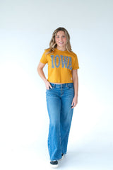 BLACK + WHITE GINGHAM IOWA - MUSTARD CROP TEE