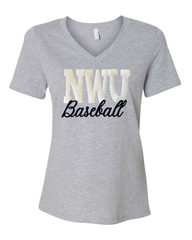 NWU BASEBALL (BEIGE POLKA DOT + BLACK) - GREY V NECK
