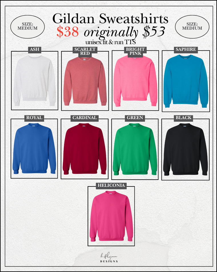 SIZE MEDIUM | GILDAN CREWNECKS