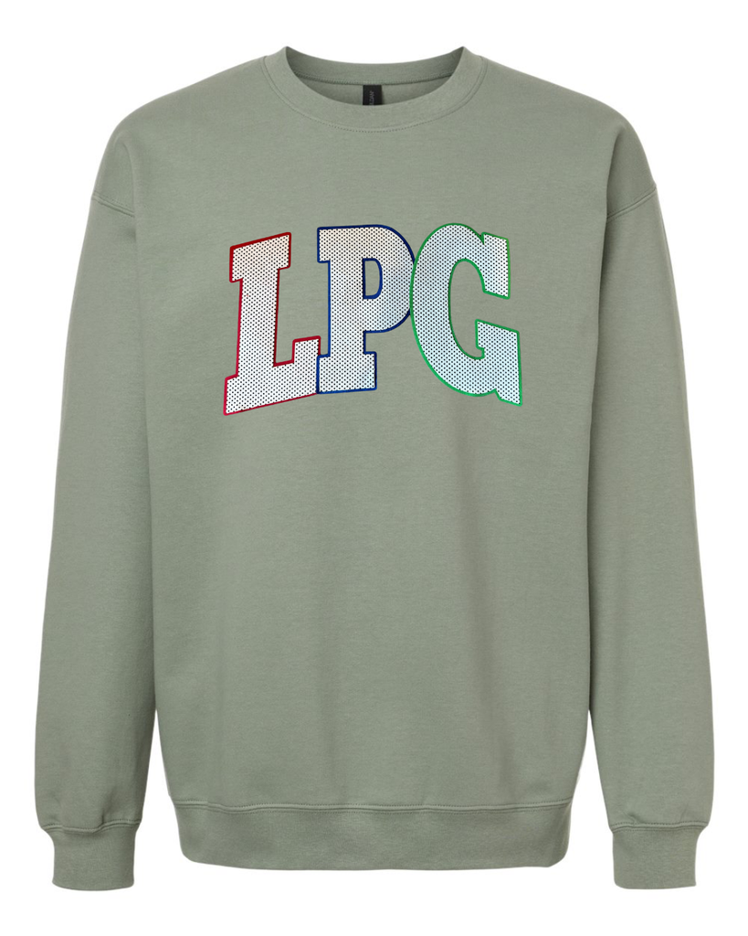 LPG - (BLACK/WHITE POLKA +  RED-BLUE-GREEN BACKING) - SAGE CREWNECK