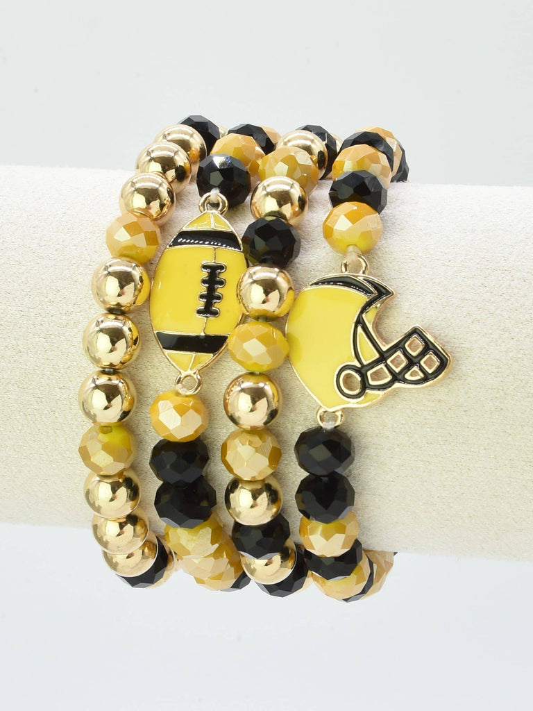 MiMi Wholesale - CB2301 Game Day Football Helmet Charm Bracelet: Red White