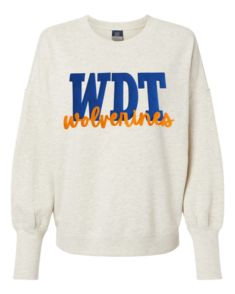 BLUE METALLIC WDT ORANGE WOLVERINES - OATMEAL SUEDED CREW