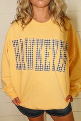 GINGHAM HAWKEYES - BUTTER YELLOW CREW