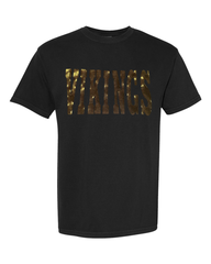 GOLD/BLACK METALLIC VIKINGS - BLACK COMFORT COLORS TEE