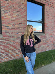 RED/WHITE GINGHAM NE - BLACK LONG SLEEVE TEE