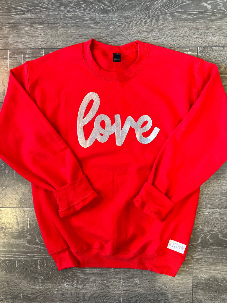 SILVER METALLIC LOVE - RED CREW (TODDLER + YOUTH + ADULT)