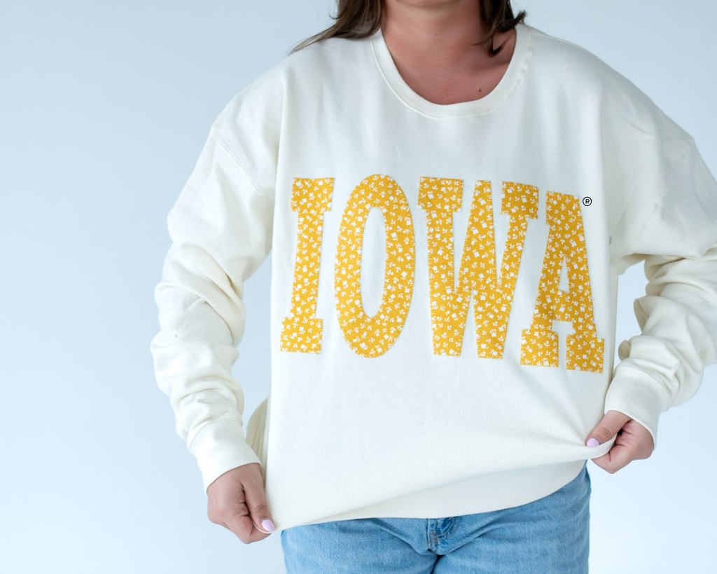 YELLOW FLORAL IOWA - CREAM CREWNECK
