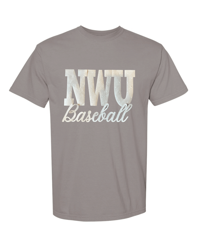 BEIGE POLKA DOT NWU BASEBALL - GREY COMFORT COLORS TEE