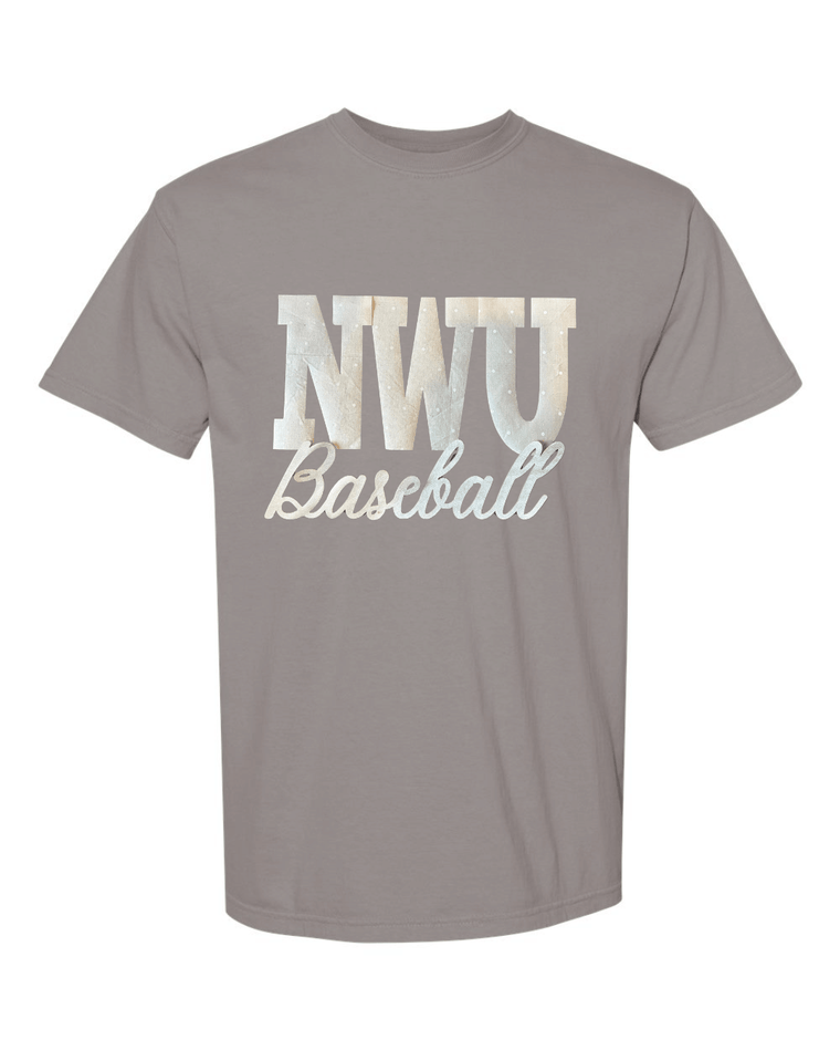 BEIGE POLKA DOT NWU BASEBALL - GREY COMFORT COLORS TEE
