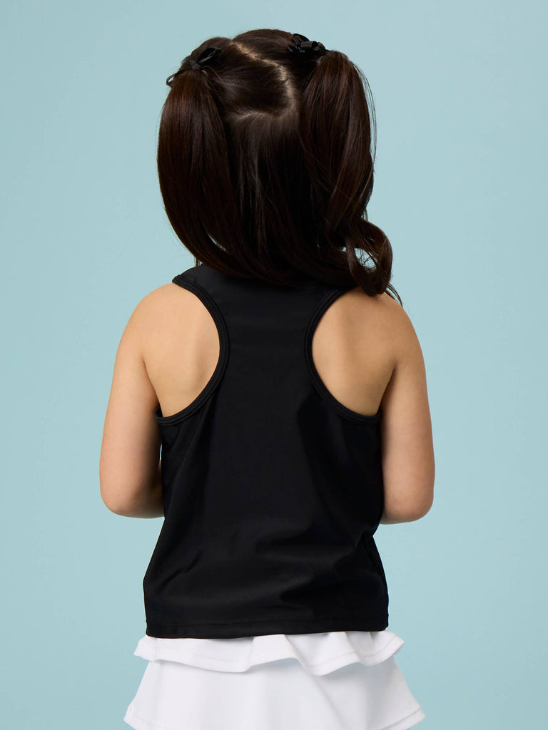 RuffleButts + RuggedButts - Girls Black Active Tank Top: Black / 4T