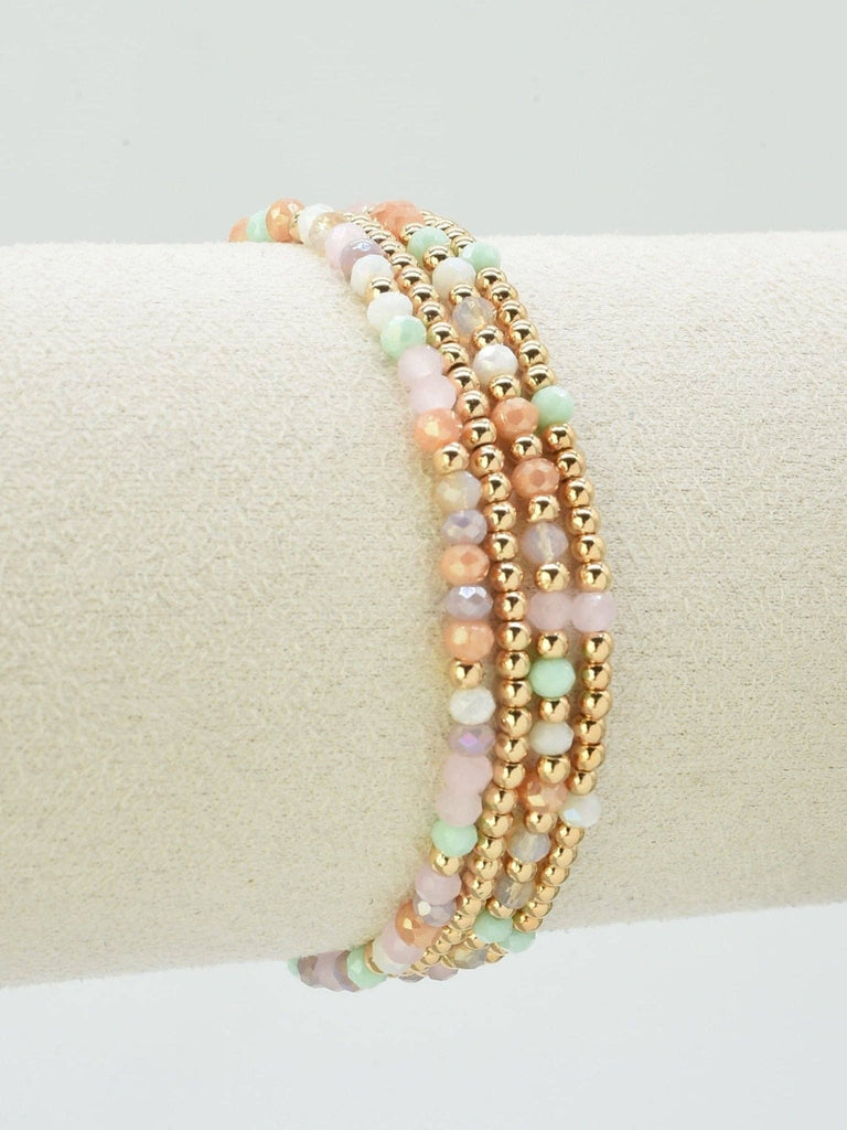 MiMi Wholesale - CB2285 4 Piece CCB Glass Bead Stretch Bracelet Set: Red White