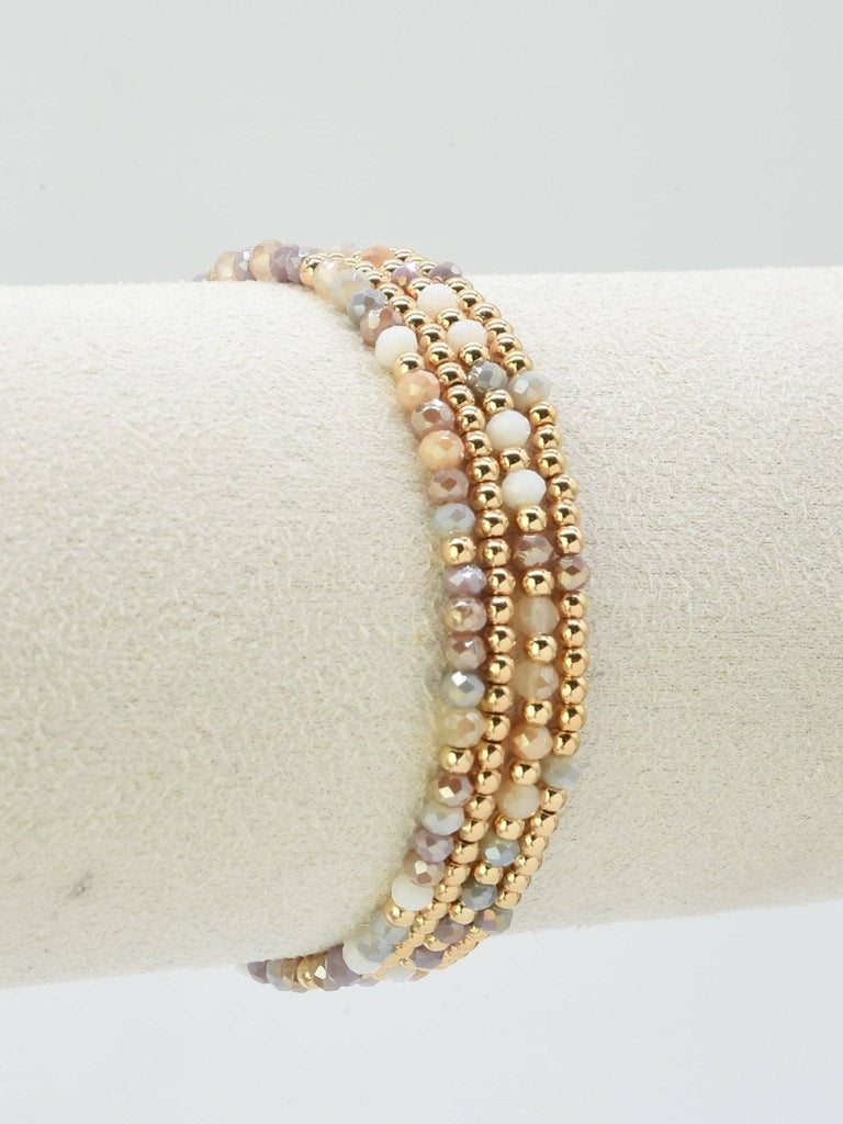MiMi Wholesale - CB2285 4 Piece CCB Glass Bead Stretch Bracelet Set: Red White