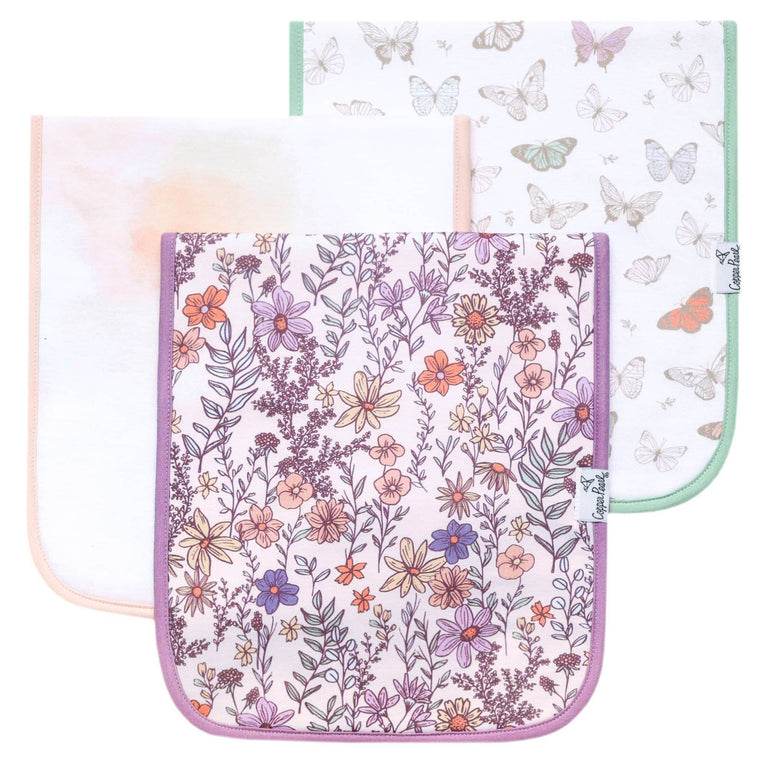 Copper Pearl - 3 Pack Premium Burp Cloths - Flora