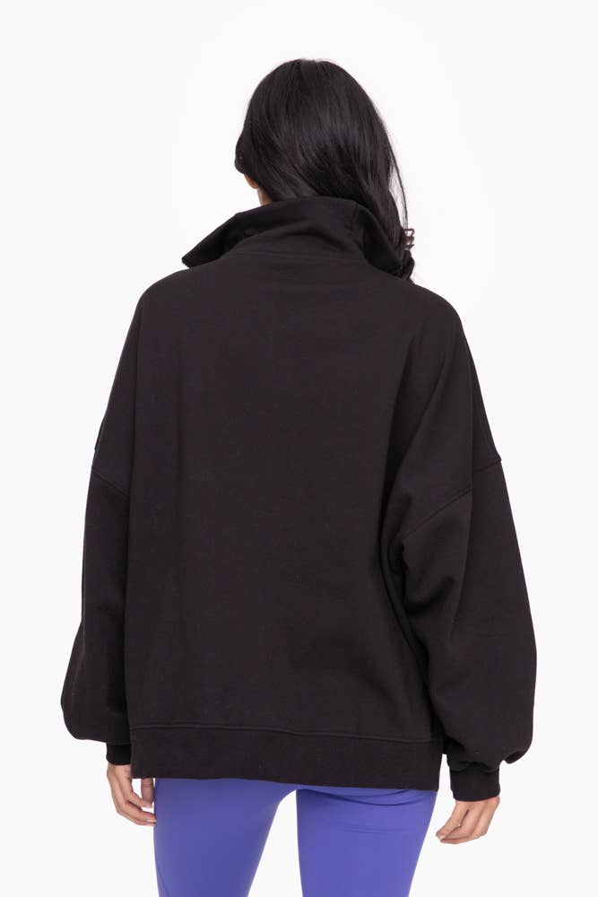 Mono B - Oversized Half Zip Pullover: HEATHER GREY / S:M:L (2:2:2)