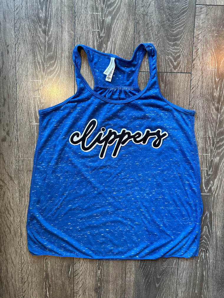 CLIPPERS - ROYAL BLUE MARBLE RACERBACK TANK