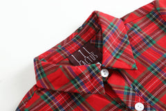 Lil Cactus - Red and Green Tartan Boy Dress Shirt: Red / 5Y