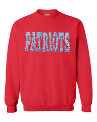 BLUE FLORAL PATRIOTS - RED CREWNECK