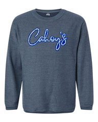 BLUE FLORAL/BLUE CAHOY'S - NAVY RIBBED CREW