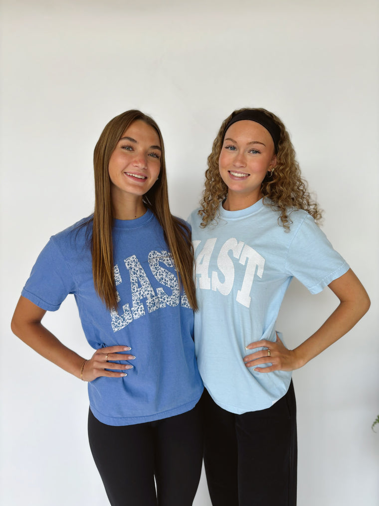 VARSITY BLUE FLORAL EAST - BLUE TEE