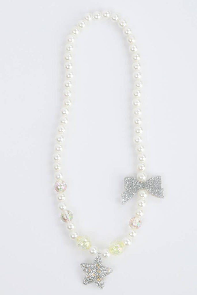 Sparkle Sisters by Couture Clips - Pearl Glitter Star Necklace