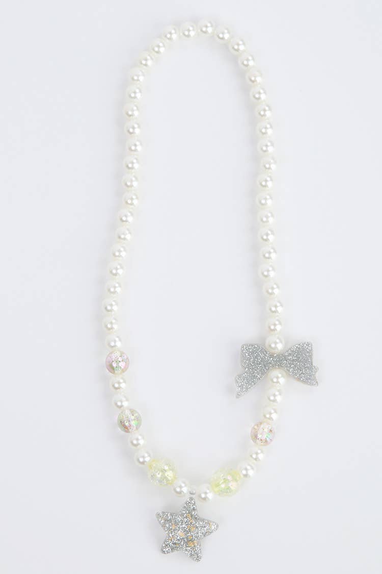 Sparkle Sisters by Couture Clips - Pearl Glitter Star Necklace