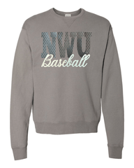 NWU BASEBALL (GREY/BLACK POLKA DOT + GOLD METALLIC) - GREY COMFORTWASH CREW