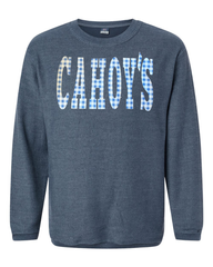 BLUE GINGHAM CAHOY'S - NAVY RIBBED CREW