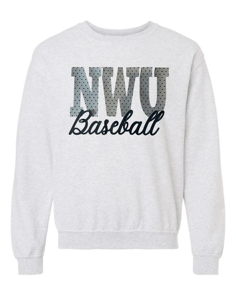 NWU BASEBALL (GREY/BLACK POLKA+ BLACK) - ASH GREY GILDAN CREW