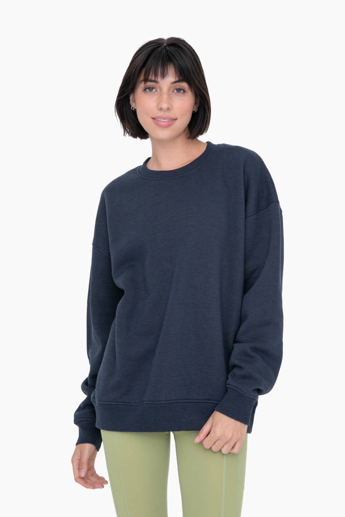 Mono B - Oversized Fleece Sweatshirt: HEATHER GREY / S:M:L (2:2:2)