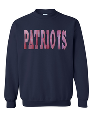 RED GINGHAM PATRIOTS - NAVY CREWNECK