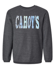 PATCHWORK CAHOY'S - GREY RIBBED CREW